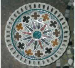 Insalatiera in ceramica decorata stile gotico fiorito tecnica marmorizzata - Dimensioni: 26