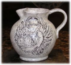 Brocche in ceramica con decorazione leone marciano tecnica marmorizzata da 1,5 lt. - Dimensioni: cm.15 h. cm.19