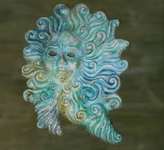 Maschere in ceramica colori vivaci tecnica marmarizzata - Dimensioni: 36 x 28