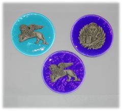 Fermacarte in ceramica su vetro di murano raffigurante effige leone marciano - Dimensioni: 11