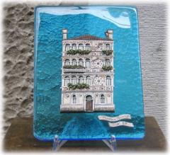 Ceramica su vetro raffigurante il Palazzo Ca' Dario - Dimensioni: cm. 20 x cm.15
